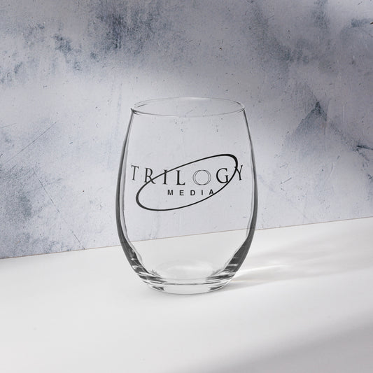 Trilogy Media Logo | Stemless Wine Glass