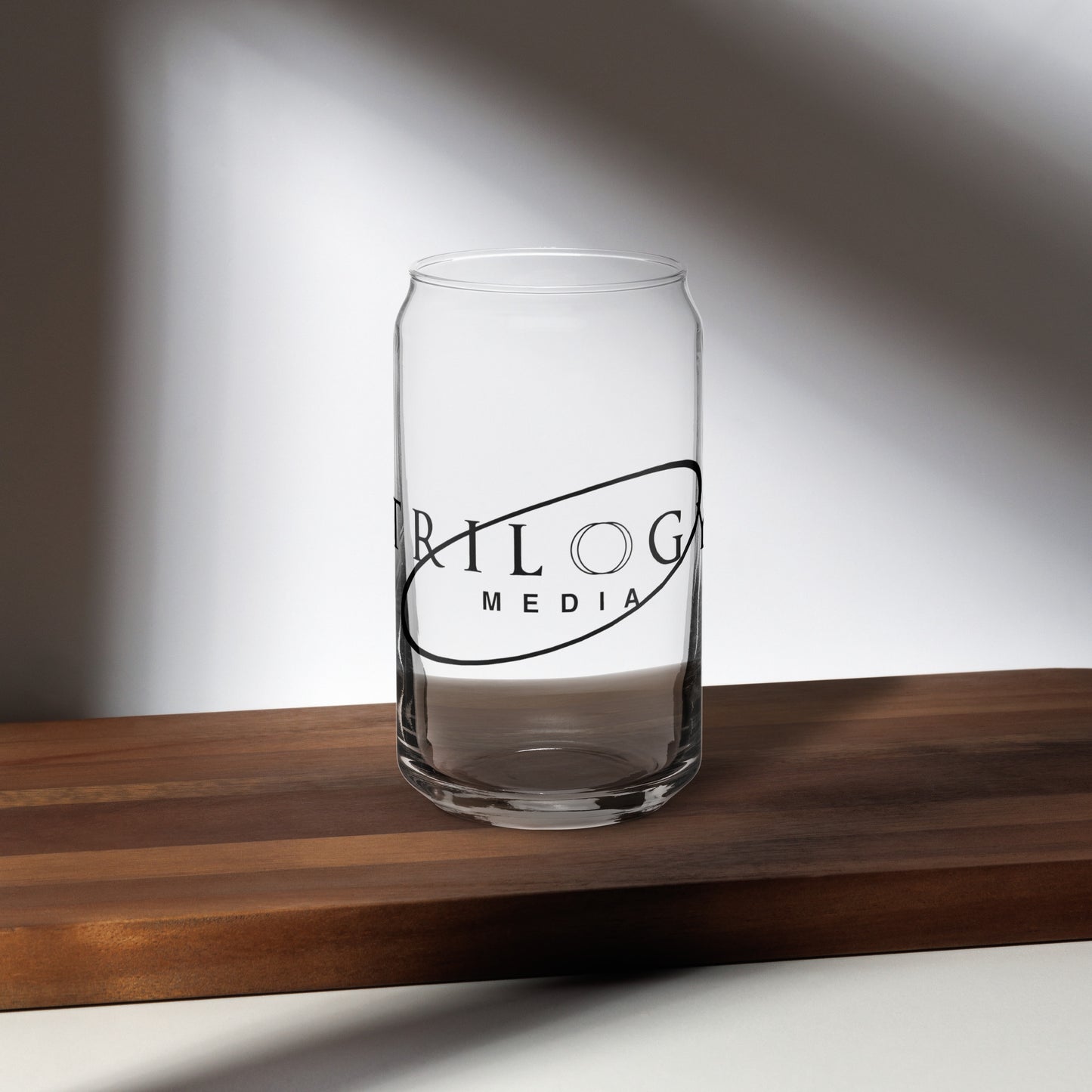 Trilogy Media Logo | Can-Shaped Glass