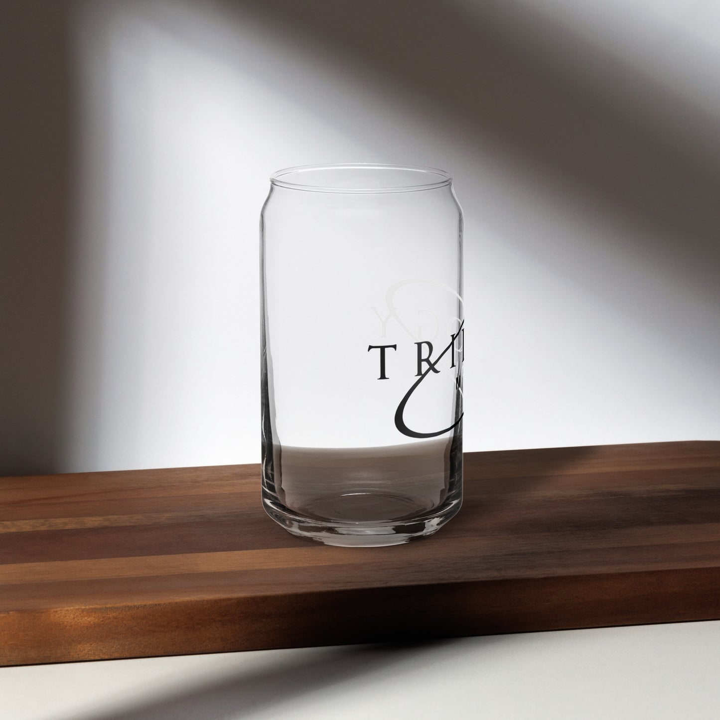 Trilogy Media Logo | Can-Shaped Glass