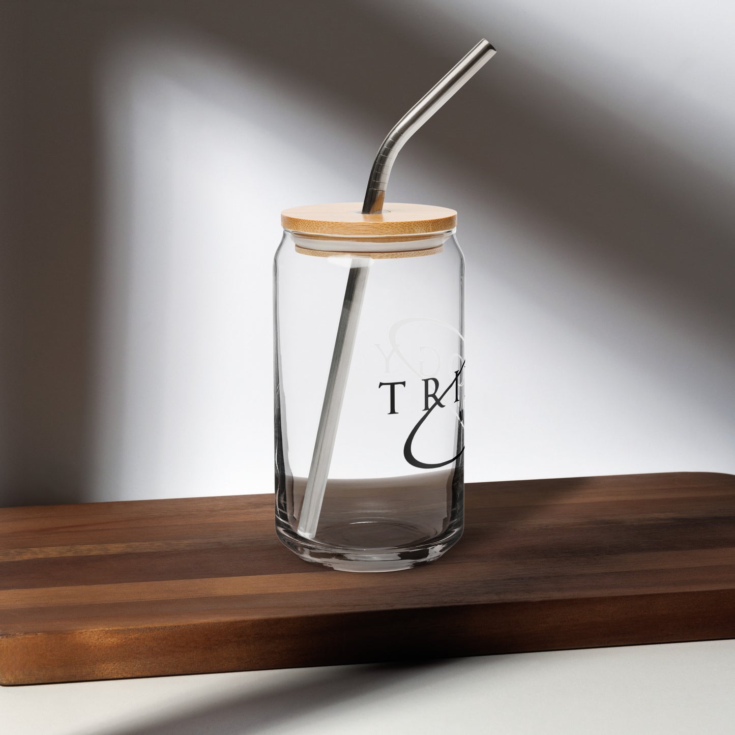 Trilogy Media Logo | Can-Shaped Glass